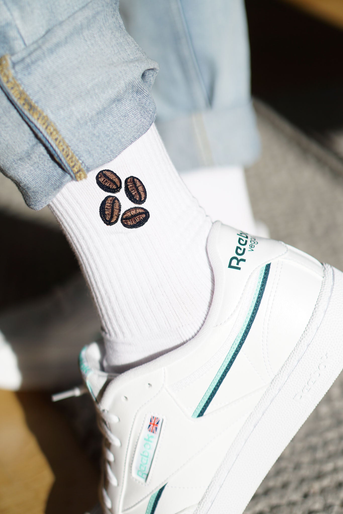 Coffee Beans | Bestickte Bio Baumwoll Socken