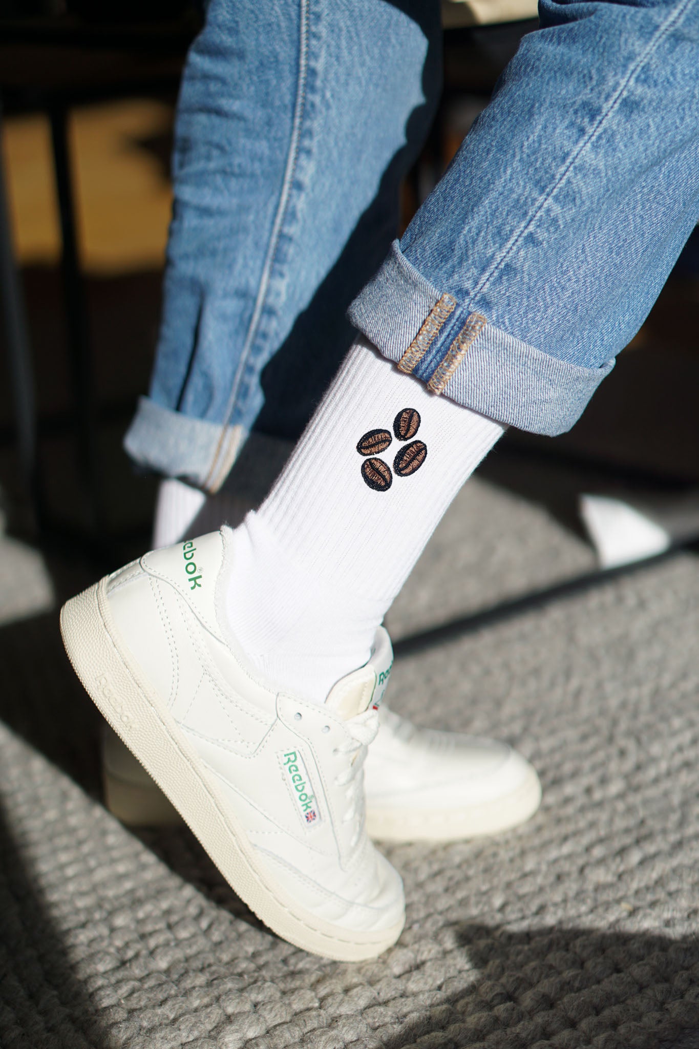Coffee Beans | Bestickte Bio Baumwoll Socken