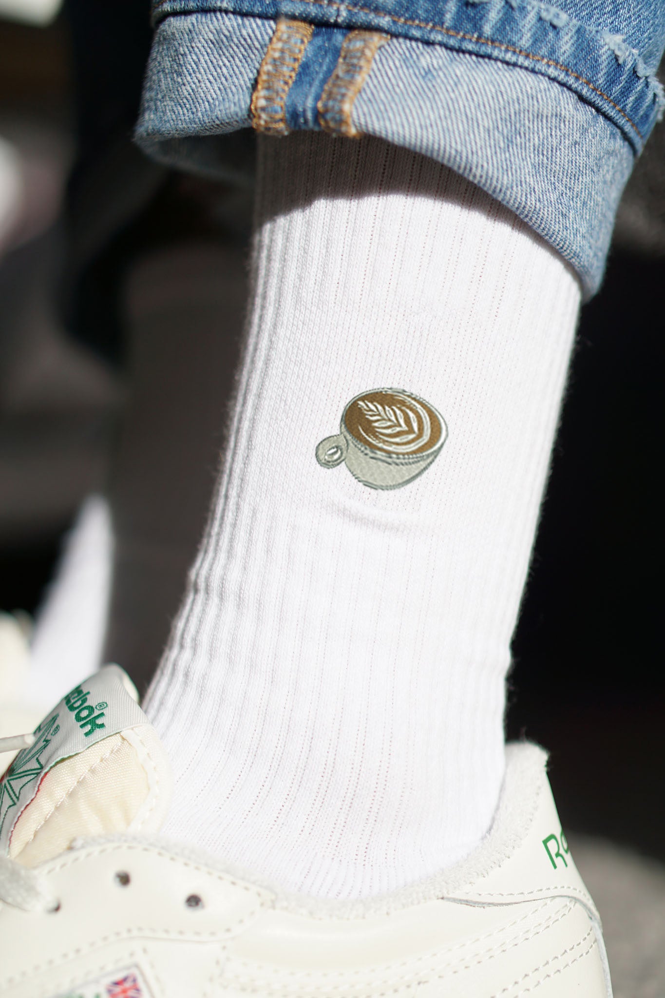Flat White | Bestickte Bio Baumwoll Socken