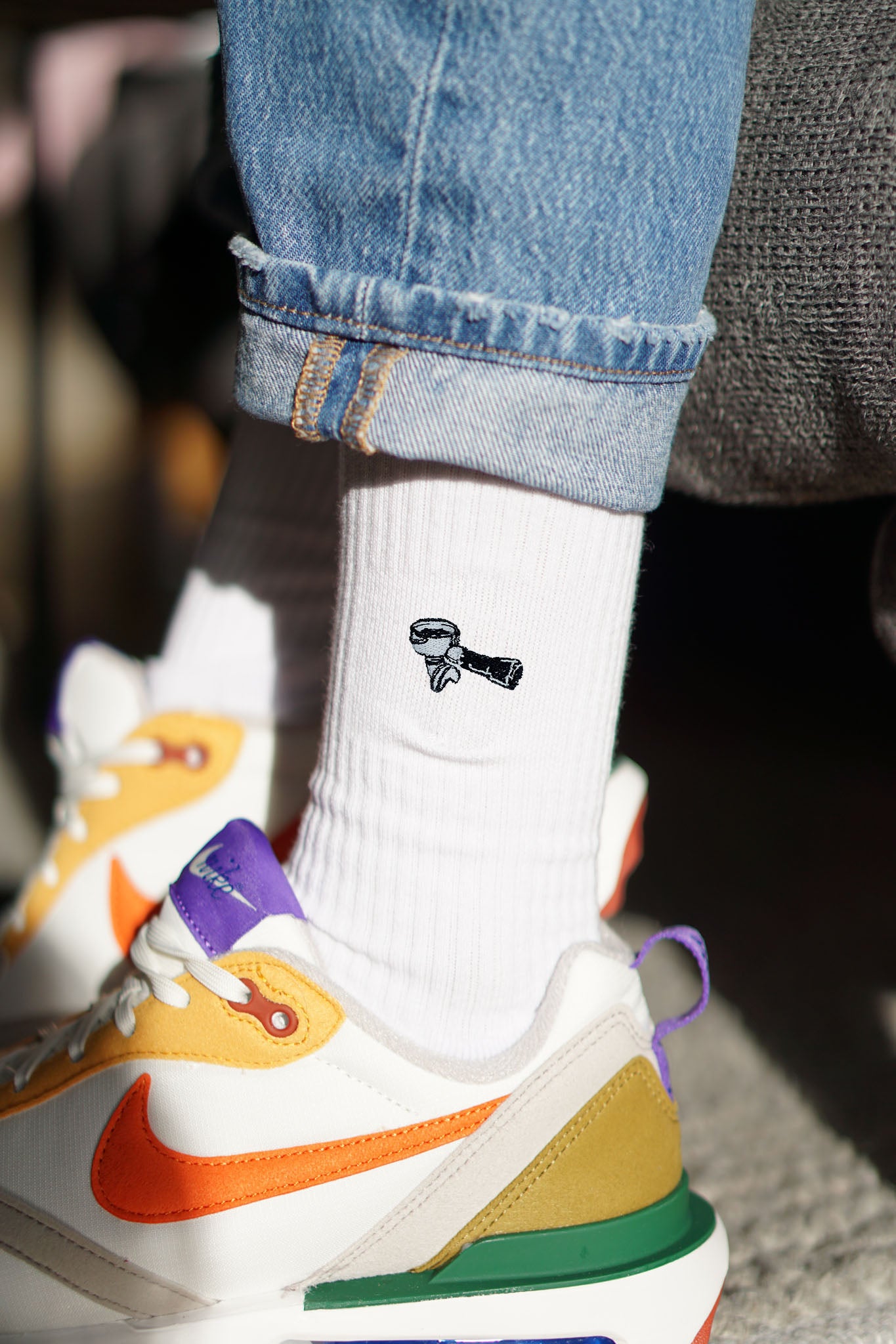 Siebträger | Bestickte Bio Baumwoll Socken