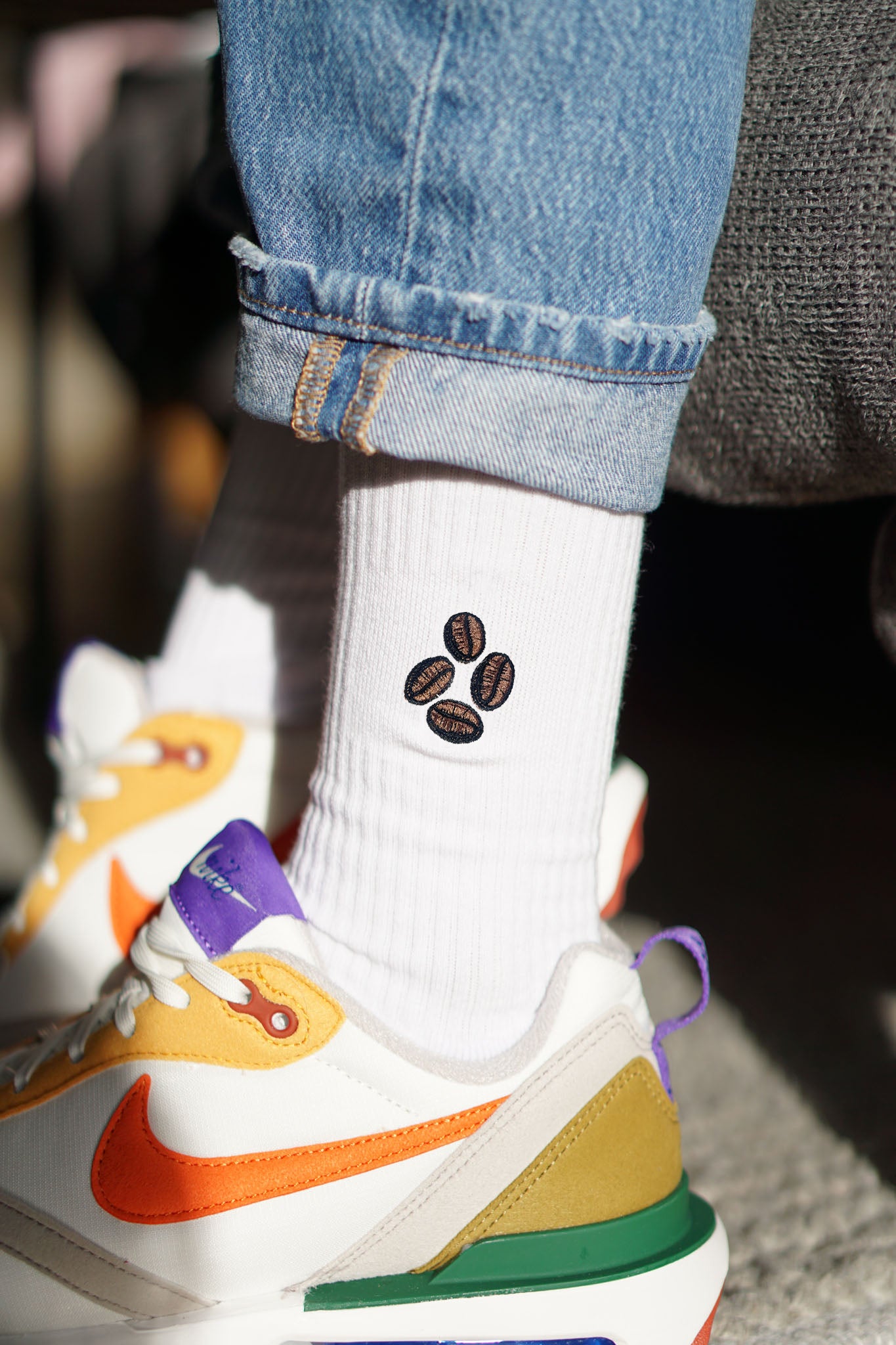 Coffee Beans | Bestickte Bio Baumwoll Socken
