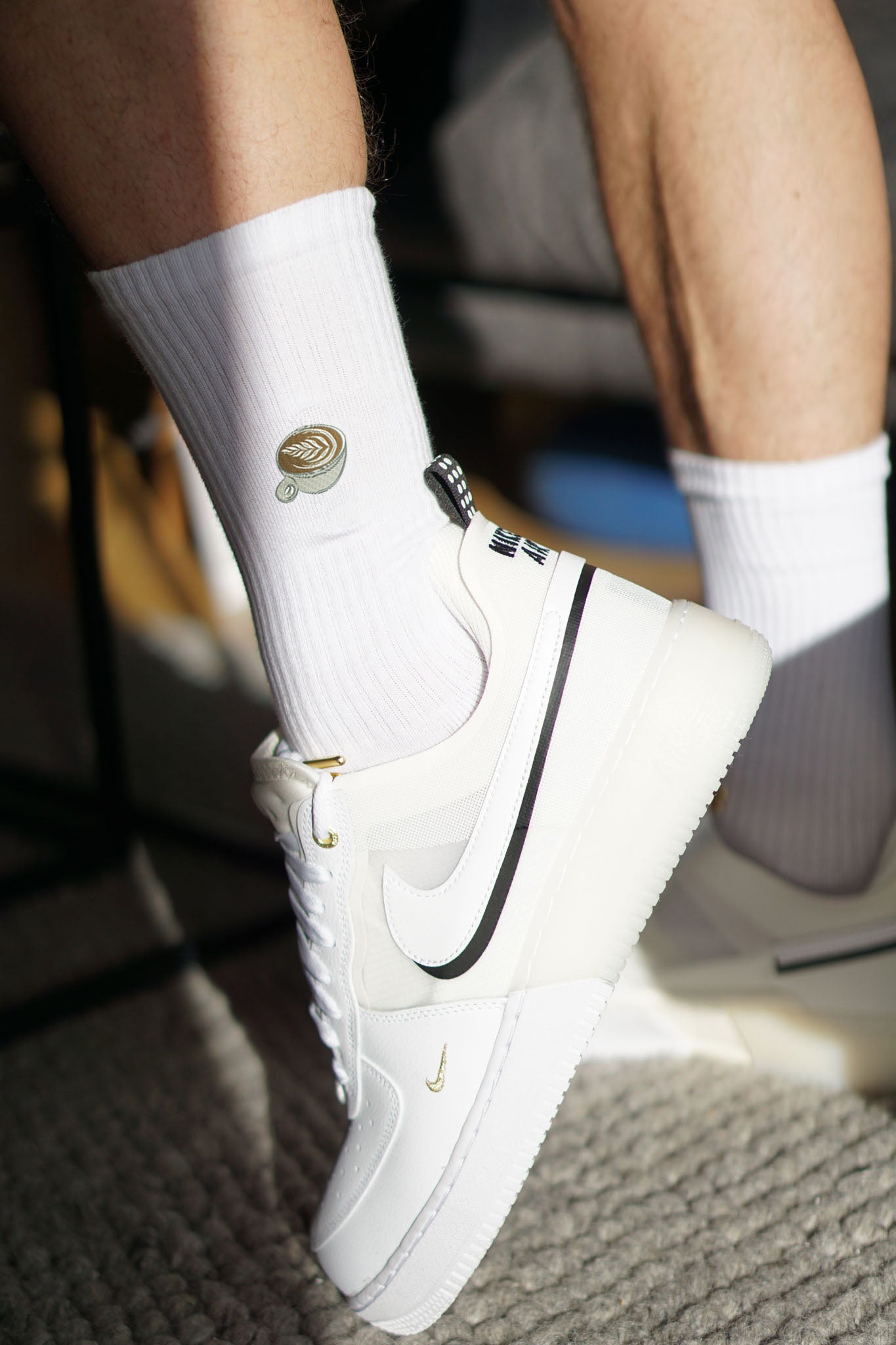 Flat White | Bestickte Bio Baumwoll Socken