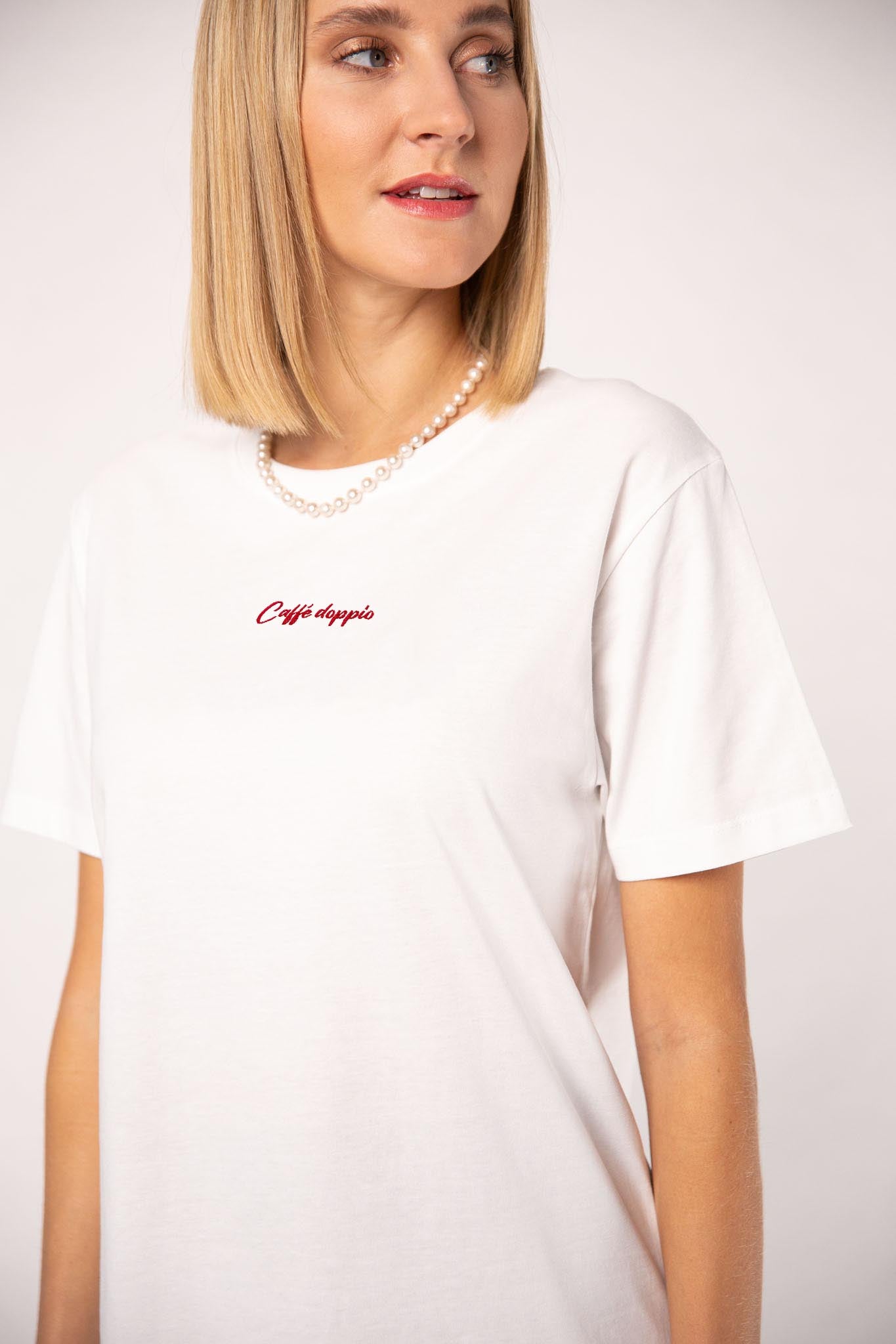 Caffé doppio | Besticktes Oversized Bio Baumwoll-T-Shirt