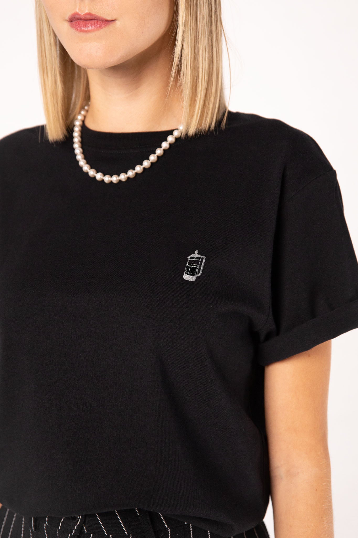 French Press | Besticktes Organic Bio Baumwoll Frauen T-Shirt