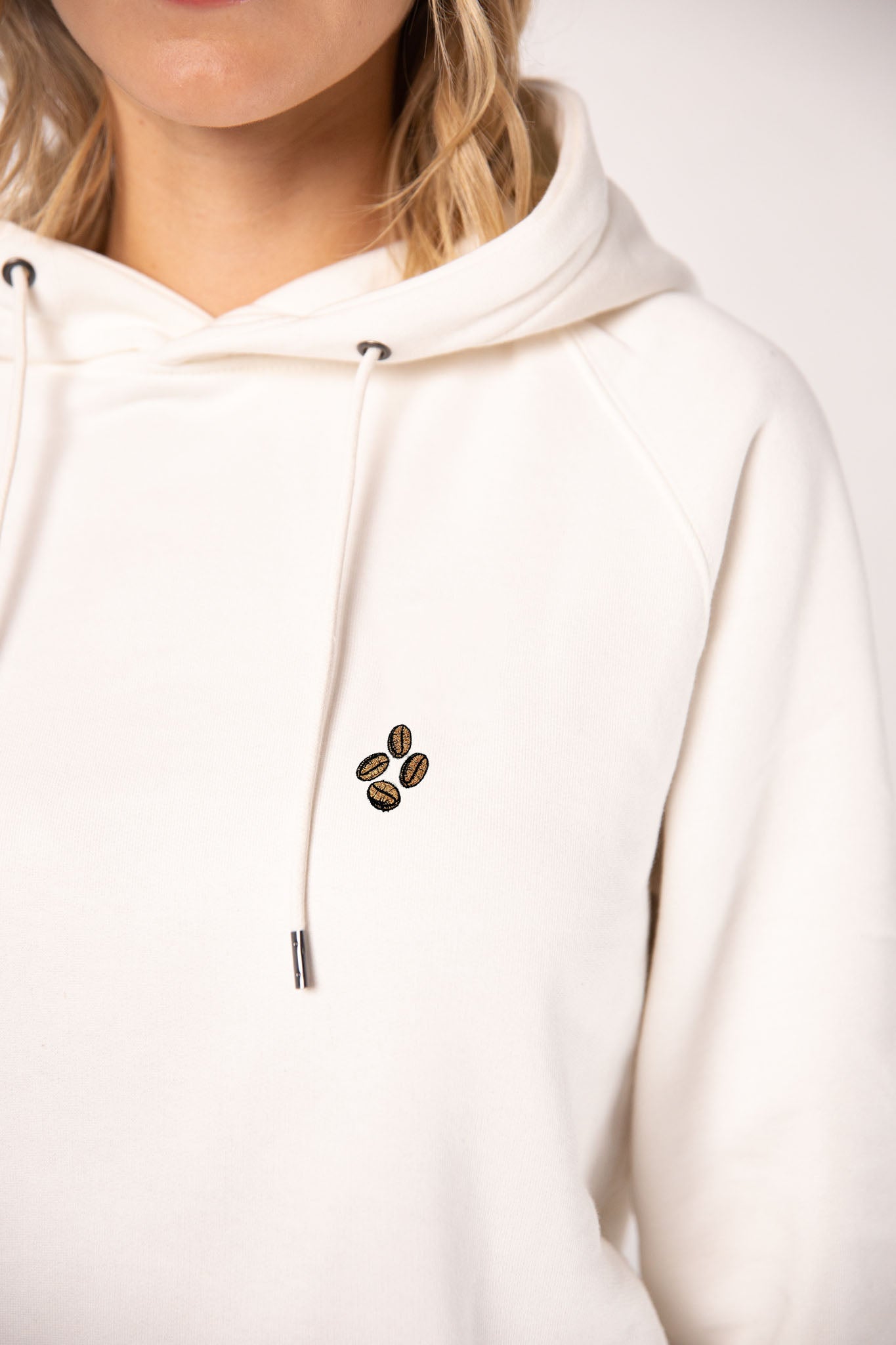 Coffee beans | Bestickter Frauen Bio Baumwoll Hoodie