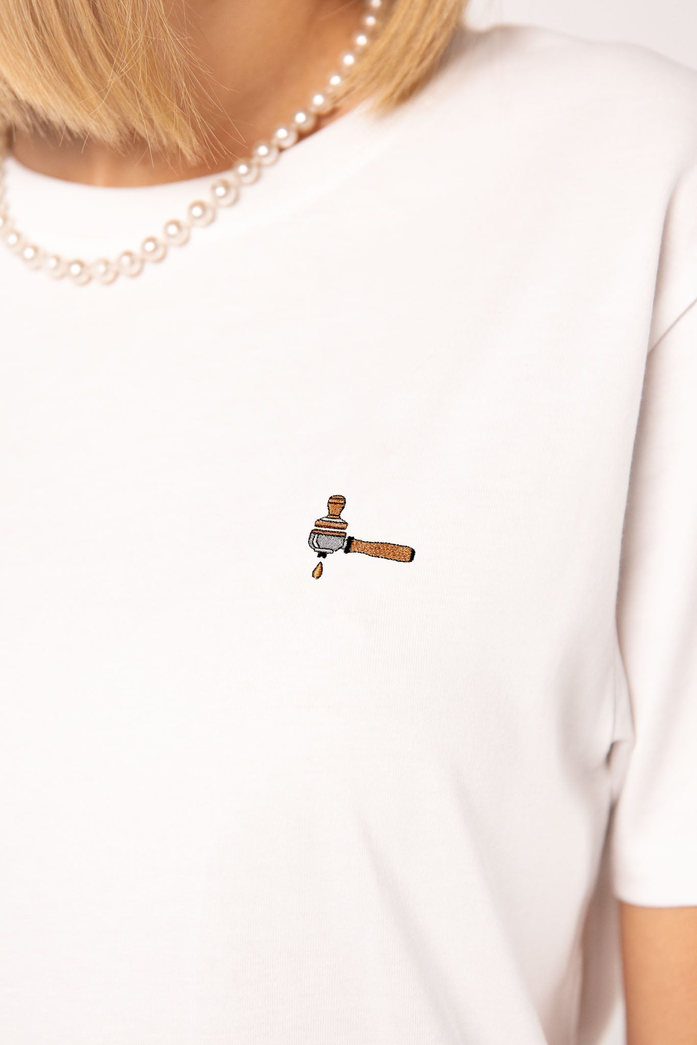 Siebträger & Tamper | Besticktes Oversized Organic Bio Baumwoll Frauen T-Shirt