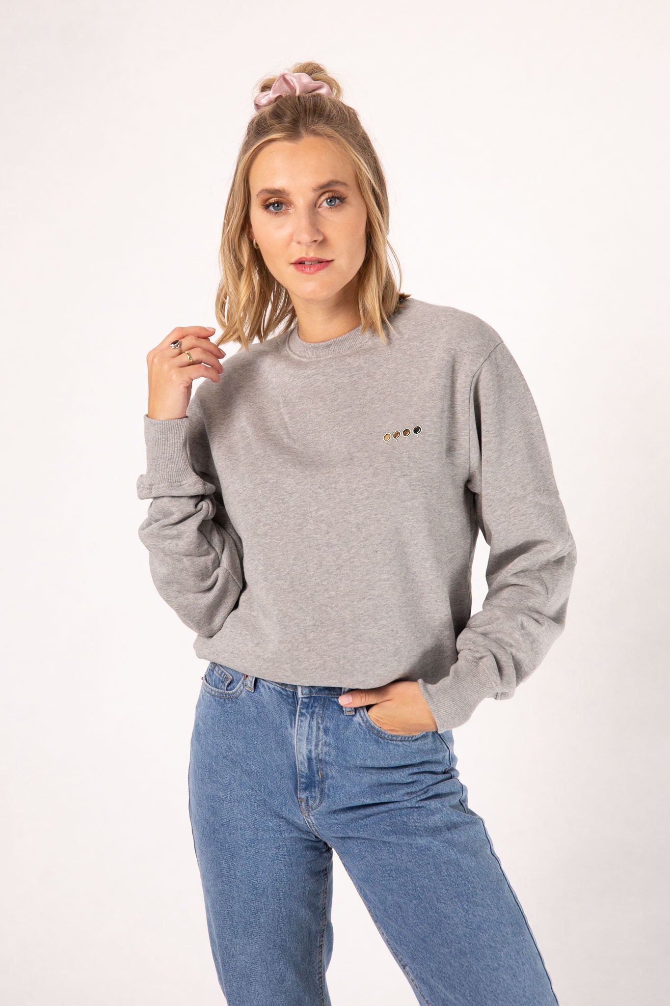 Quattri Espressi | Bestickter Bio-Baumwoll Frauen Pullover