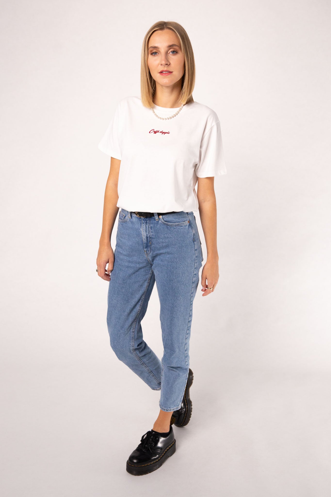 Caffé doppio | Besticktes Oversized Bio Baumwoll-T-Shirt