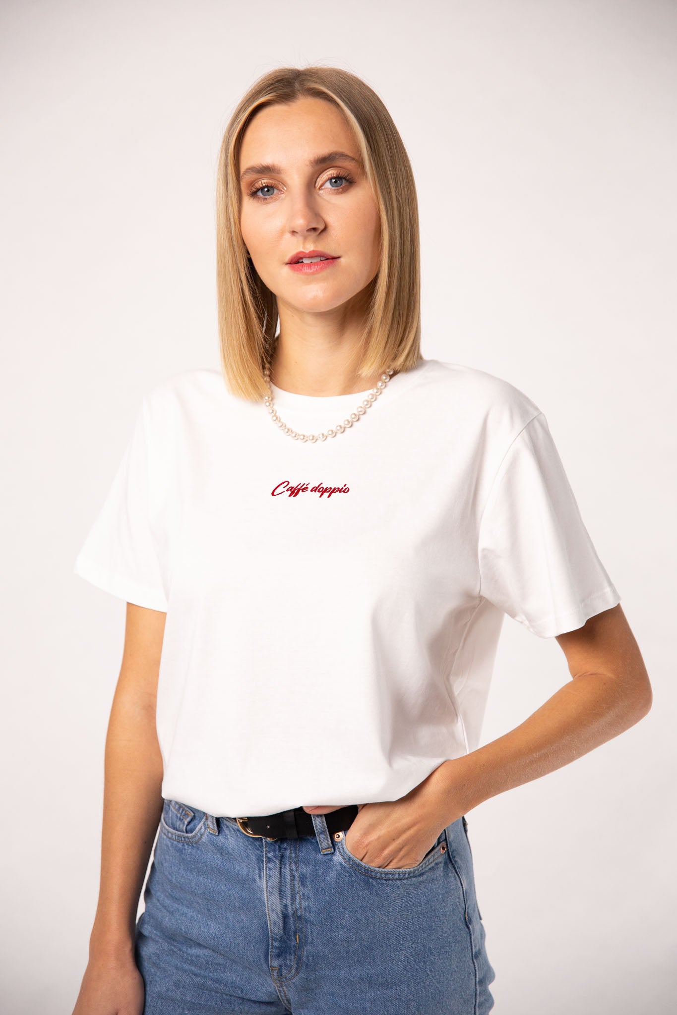 Caffé doppio | Besticktes Oversized Bio Baumwoll-T-Shirt