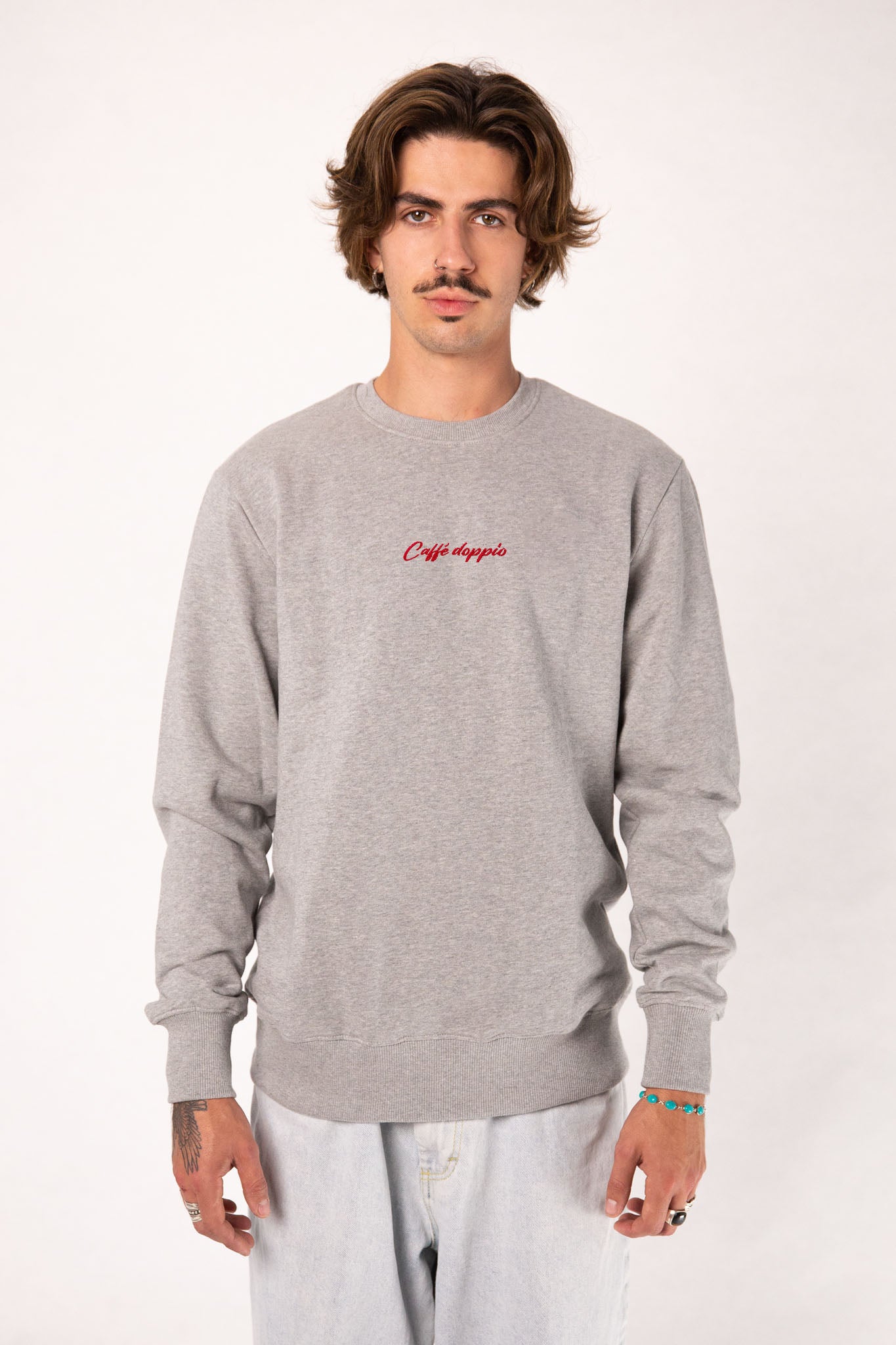 Caffé doppio | Bestickter Bio-Baumwoll Männer Pullover