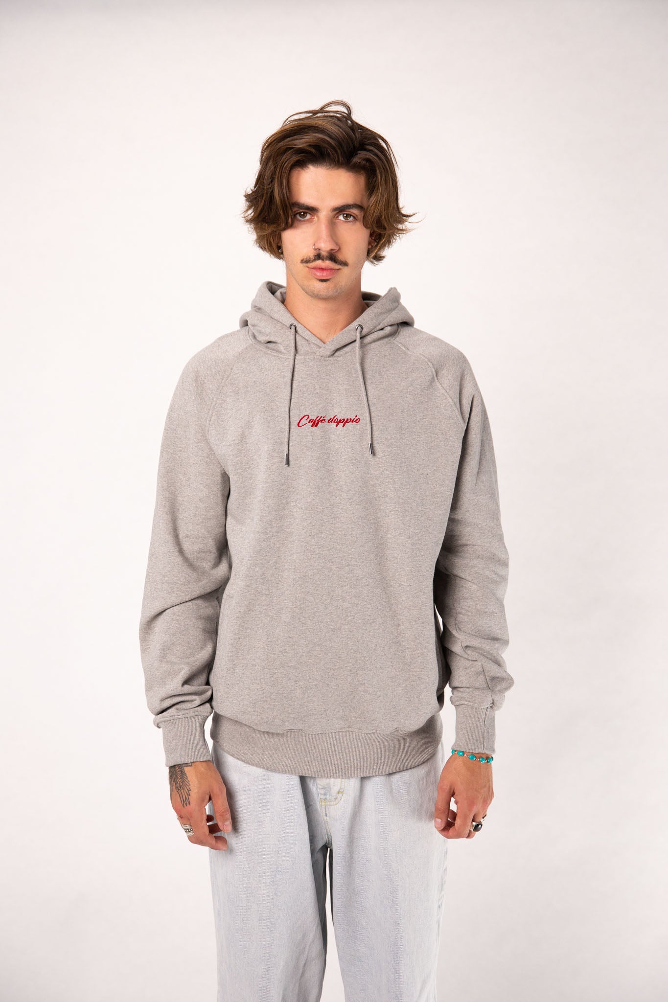 Caffé doppio | Bestickter Bio Baumwoll Männer Hoodie