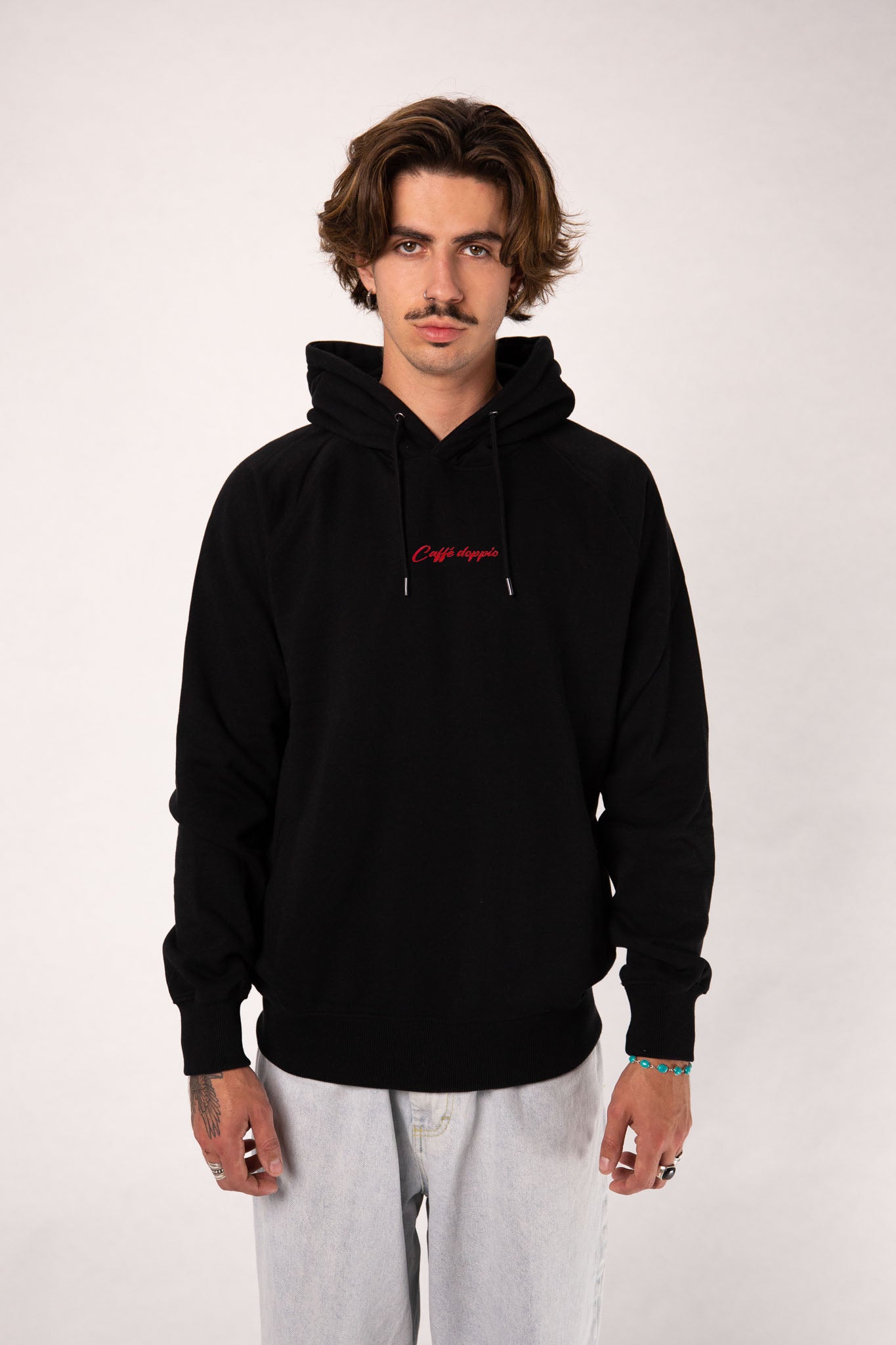 Caffé doppio | Bestickter Bio Baumwoll Männer Hoodie