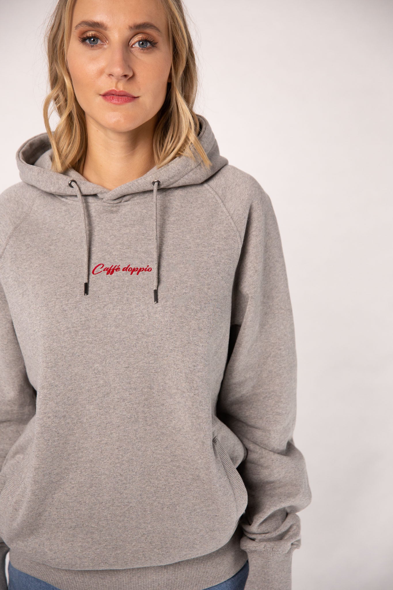 Caffé doppio | Bestickter Frauen Bio Baumwoll Hoodie