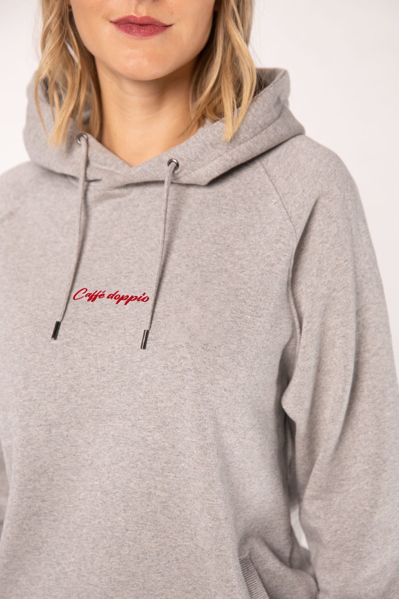 Caffé doppio | Bestickter Frauen Bio Baumwoll Hoodie
