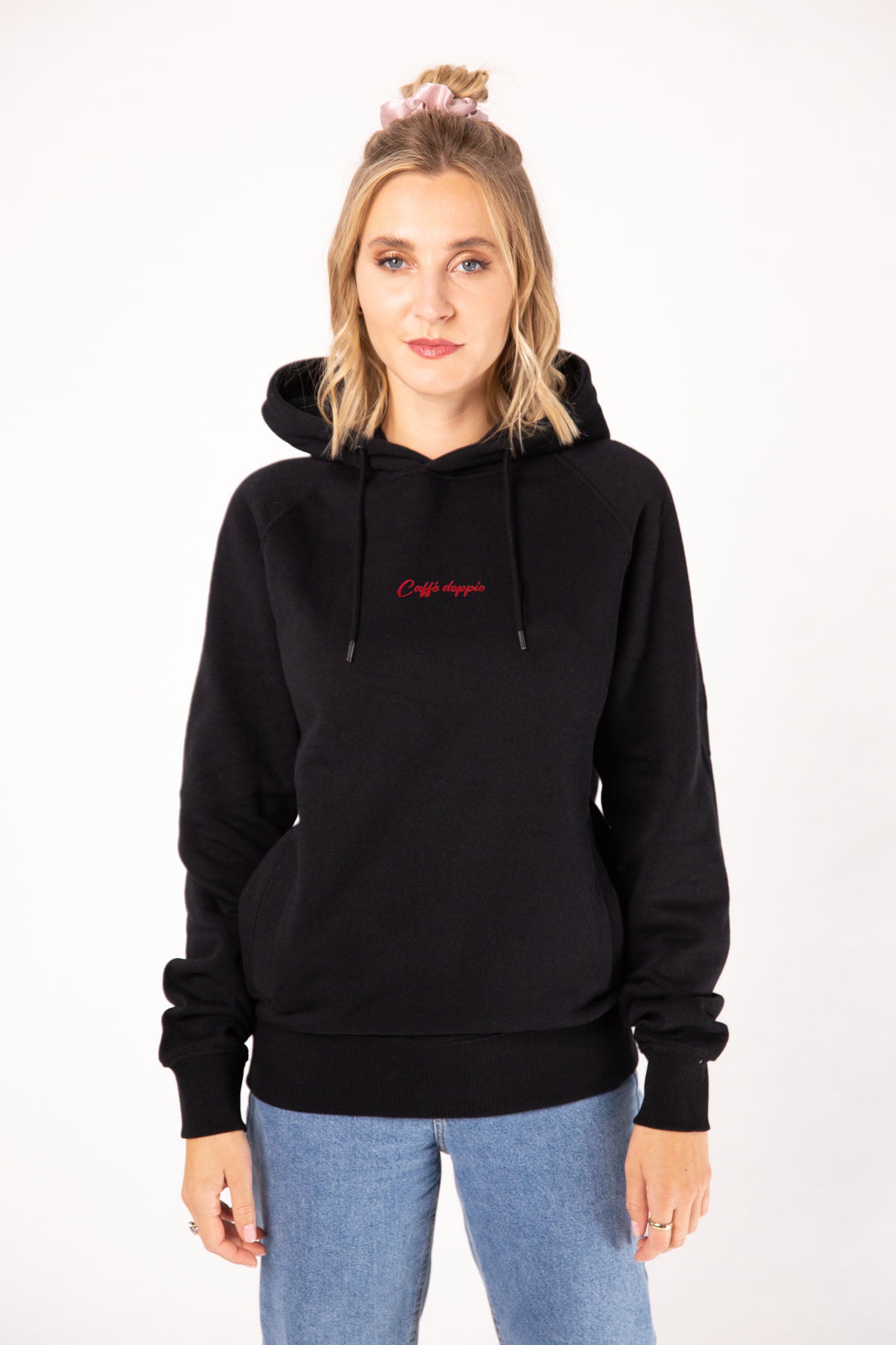 Caffé doppio | Bestickter Frauen Bio Baumwoll Hoodie