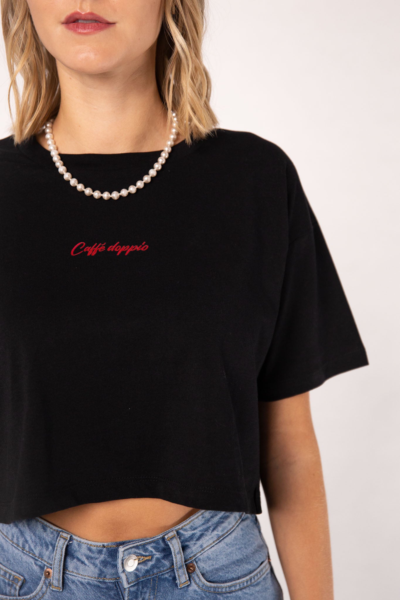 Caffé doppio | Besticktes Bio Crop Top