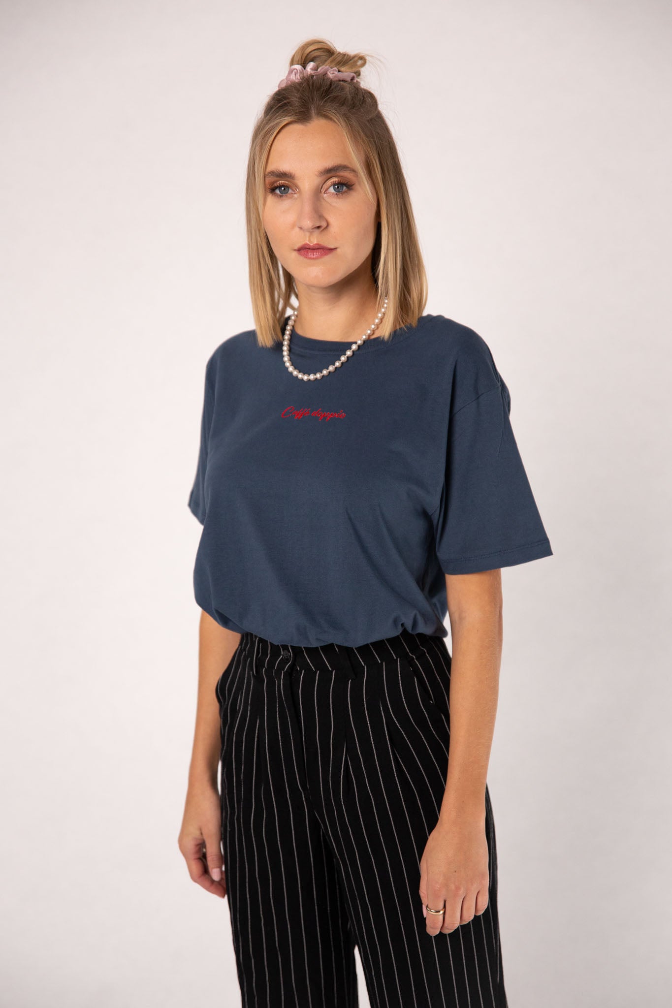 Caffé doppio | Besticktes Oversized Bio Baumwoll-T-Shirt