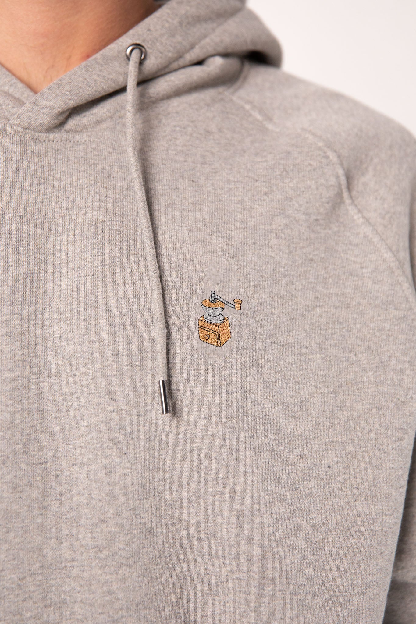 Kaffeemühle | Bestickter Männer Bio Baumwoll Männer Hoodie
