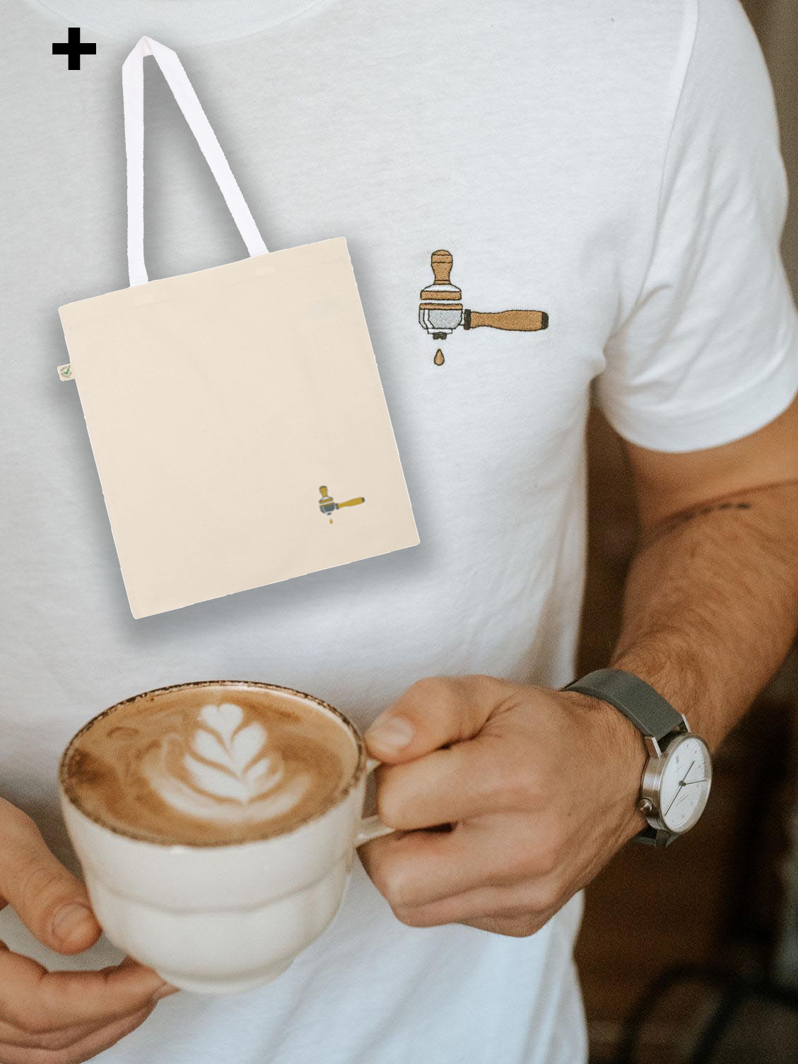 Barista Geschenkset - Siebträger & Tamper Shirt + Tasche