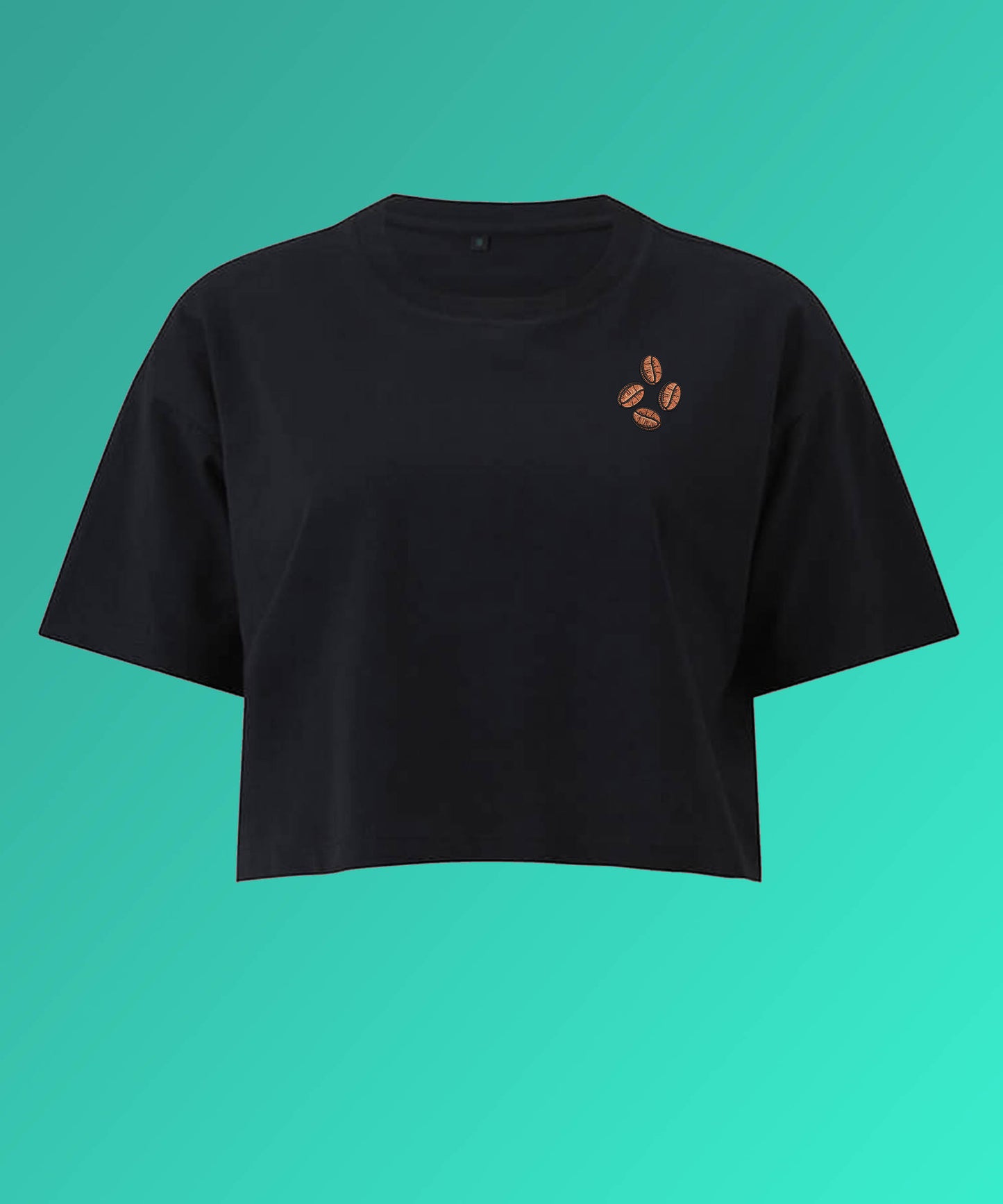 Coffee Beans | Besticktes Bio Baumwoll Crop Top