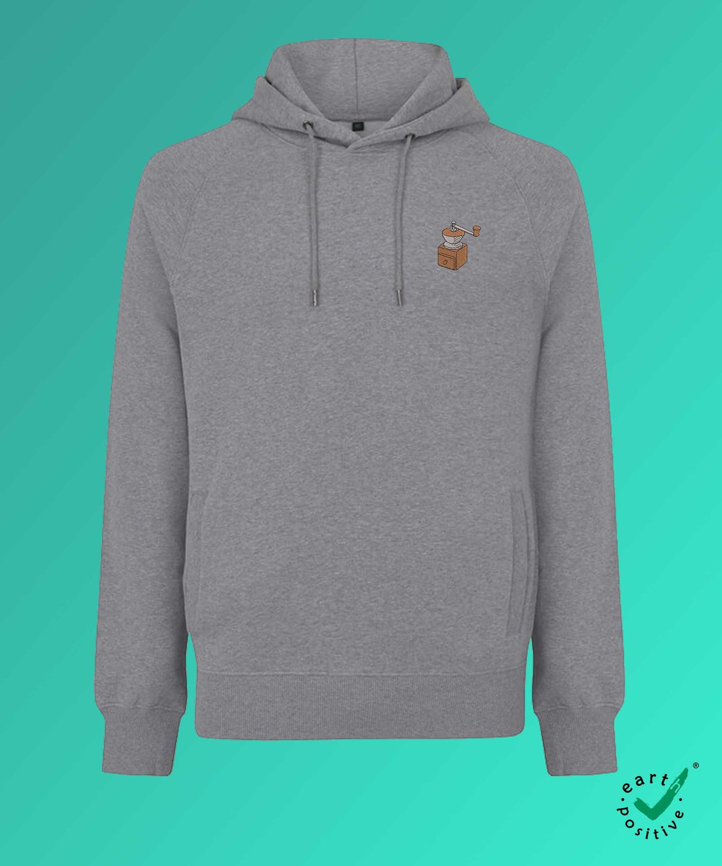 Kaffeemühle | Bestickter Männer Bio Baumwoll Männer Hoodie