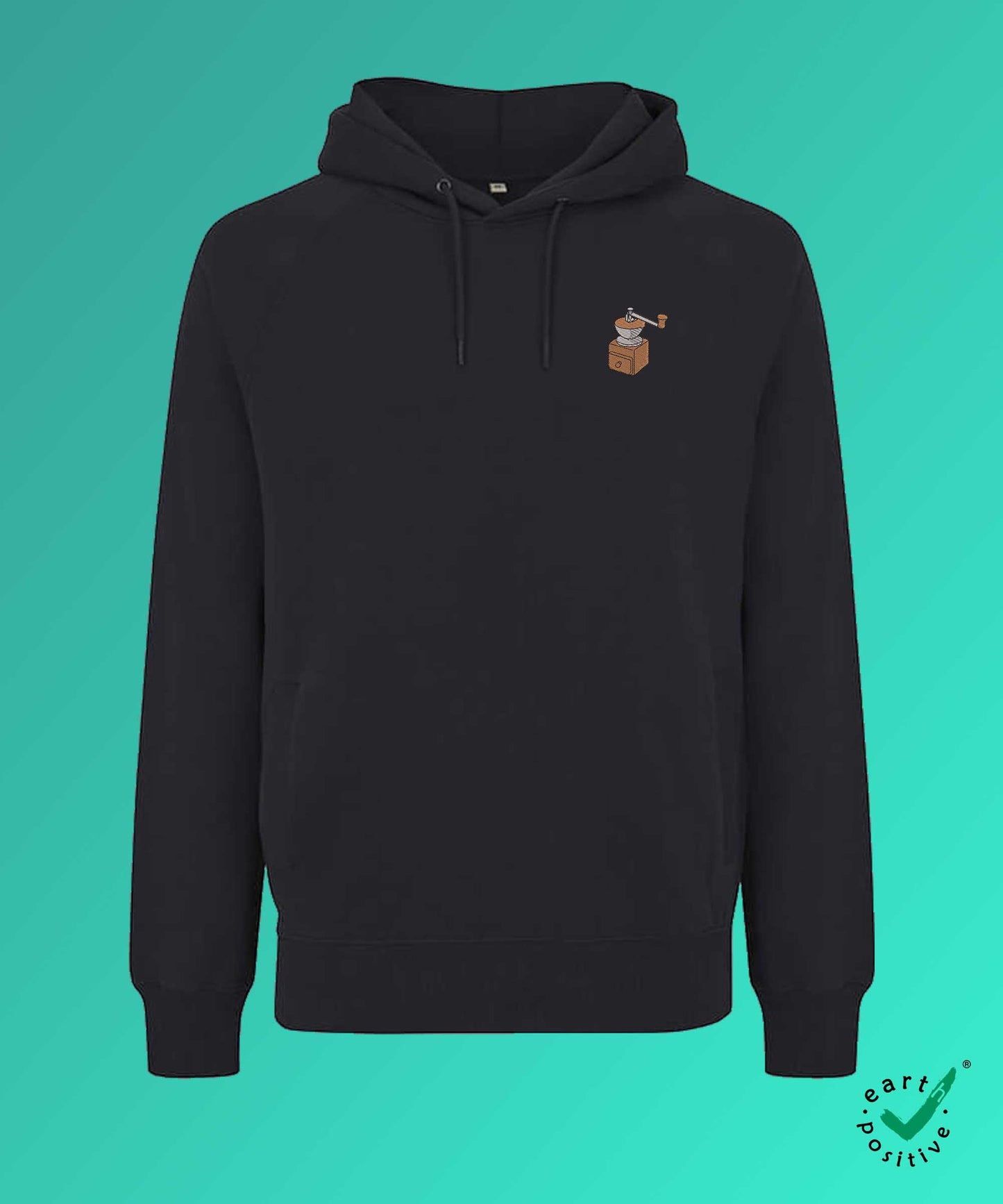 Kaffeemühle | Bestickter Männer Bio Baumwoll Männer Hoodie