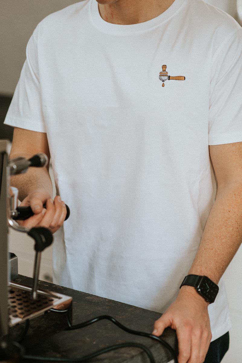 Barista Geschenkset - Siebträger & Tamper Shirt + Tasche