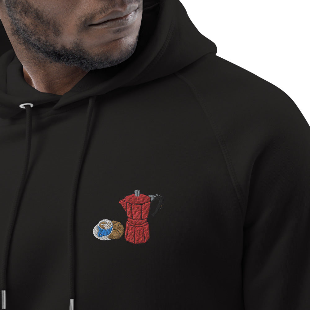 Mokka Pot compostition | Bestickter Männer Bio Baumwoll Hoodie