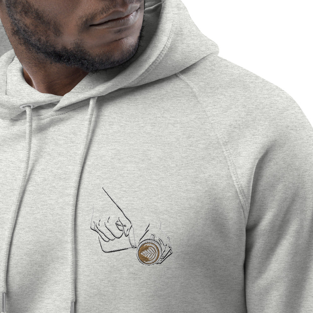 Latte Art | Bestickter Männer Bio Baumwoll Hoodie