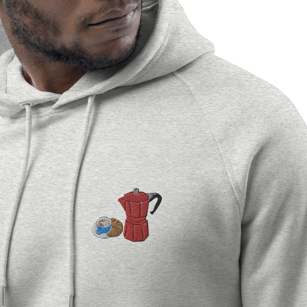 Mokka Pot compostition | Bestickter Männer Bio Baumwoll Hoodie