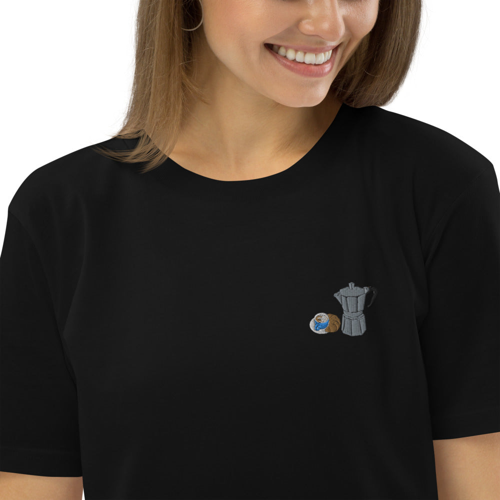 Mokka Pot composition | Besticktes Oversized Organic Bio Baumwoll-T-Shirt