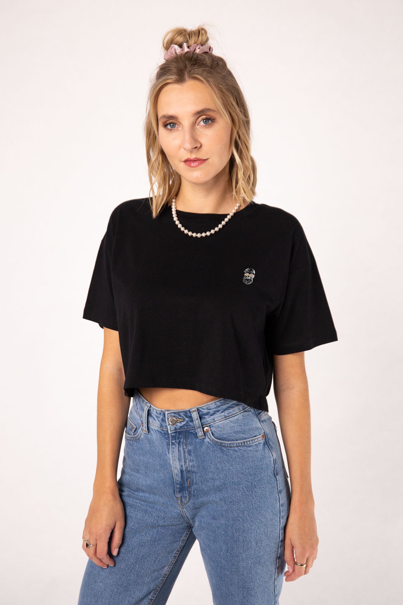 Kaffee Hipster | Besticktes Bio Crop Top