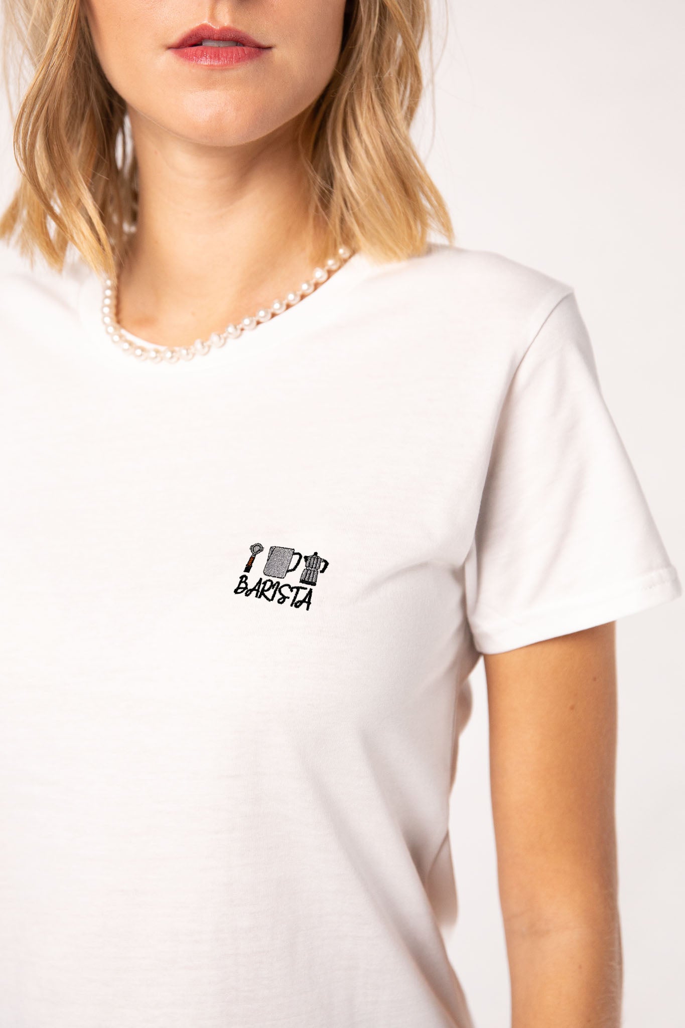 Barista Set | Besticktes Bio-Baumwoll Frauen T-Shirt