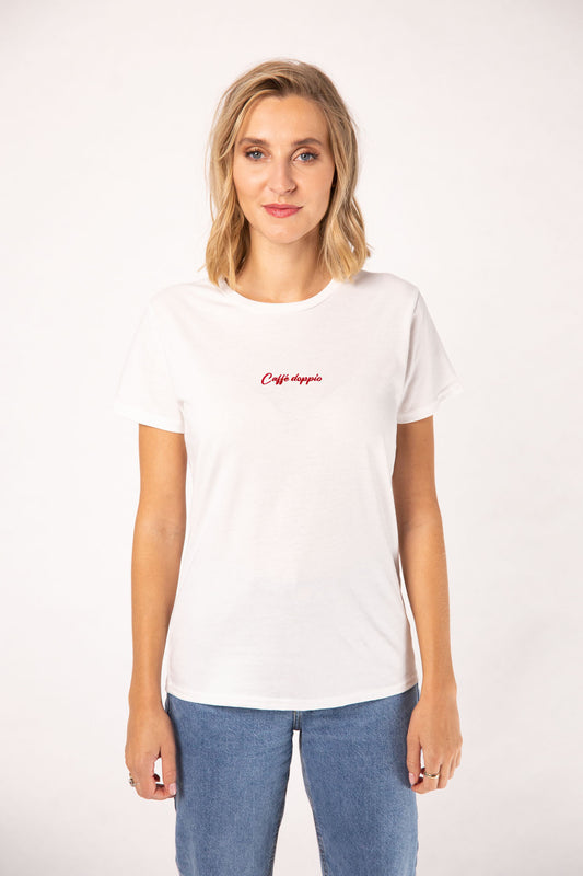 Caffé doppio | Besticktes Bio Baumwoll Damen T-Shirt