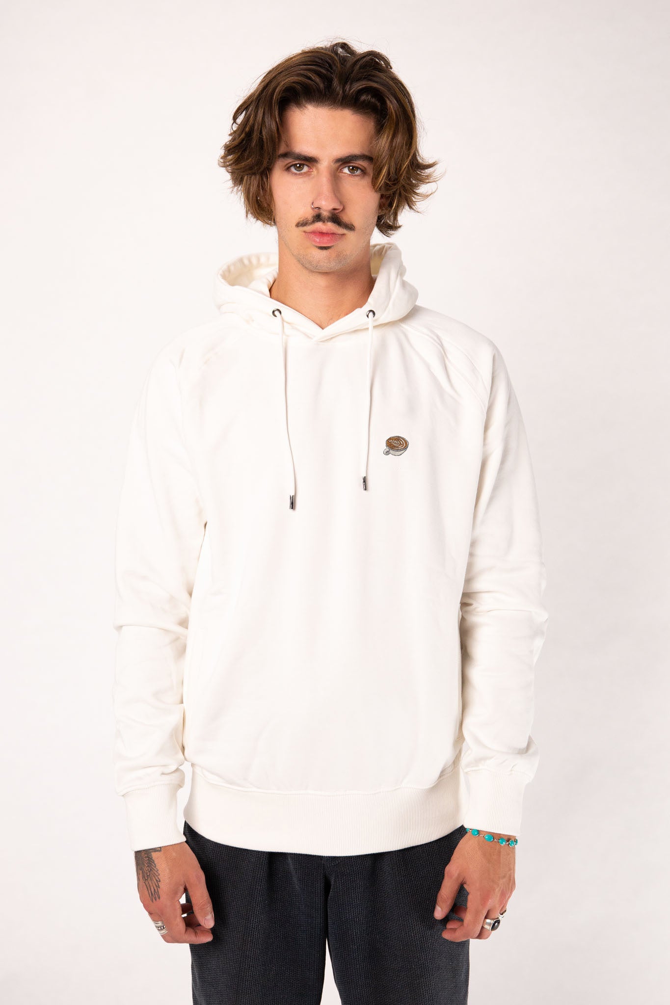 Flat White | Bestickter Organic Bio Baumwoll Männer Hoodie