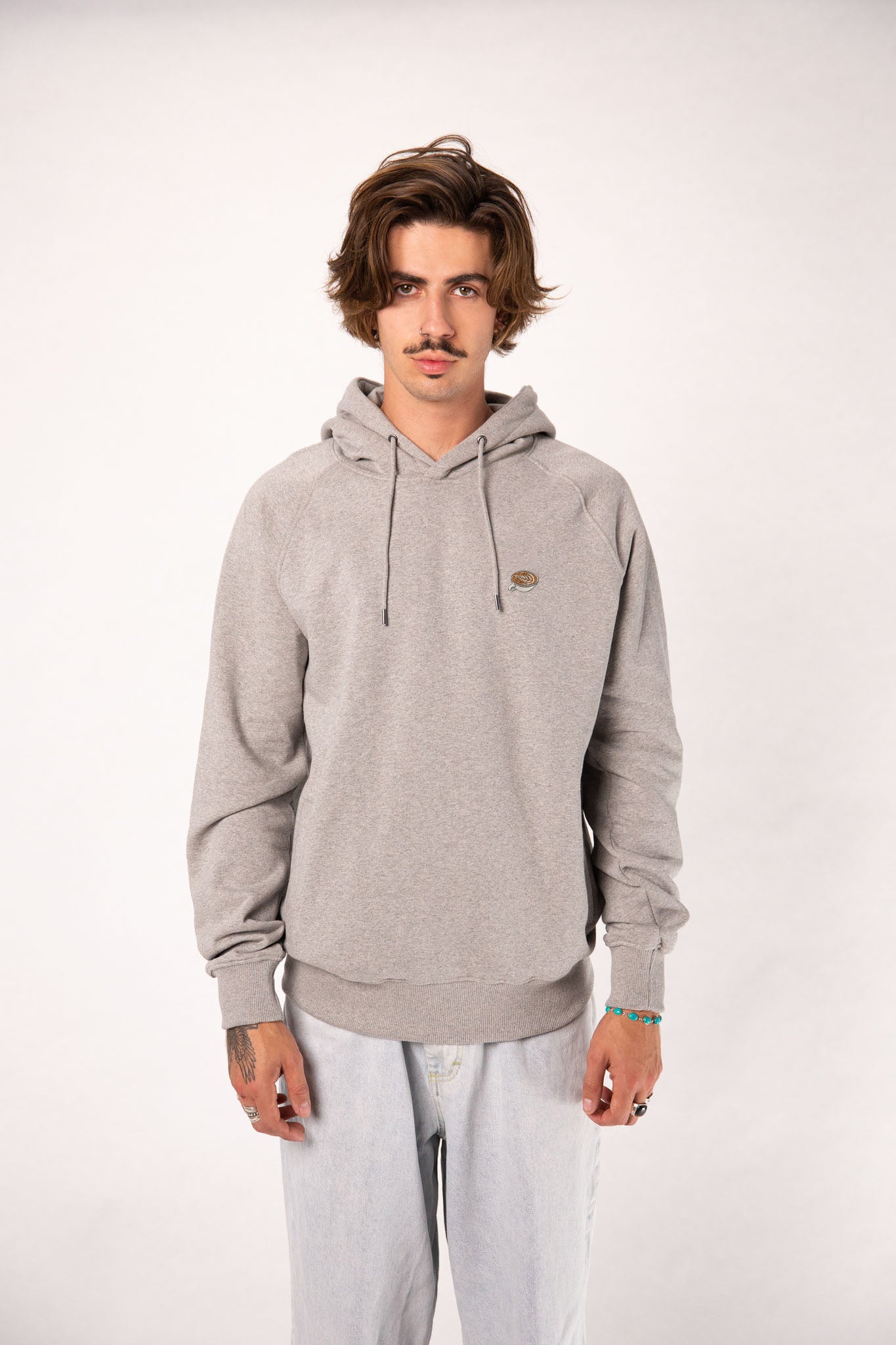 Flat White | Bestickter Organic Bio Baumwoll Männer Hoodie