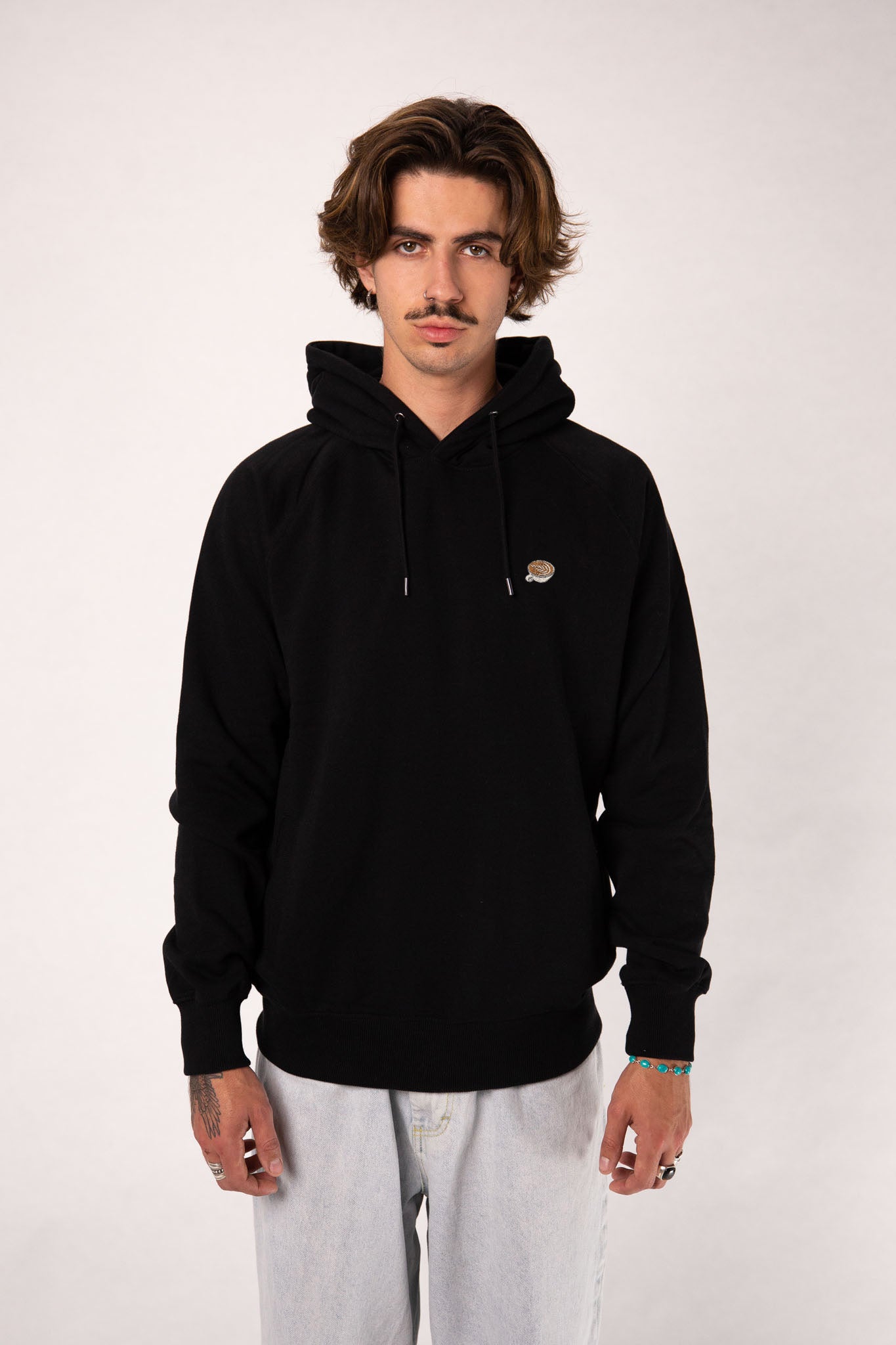 Flat White | Bestickter Organic Bio Baumwoll Männer Hoodie