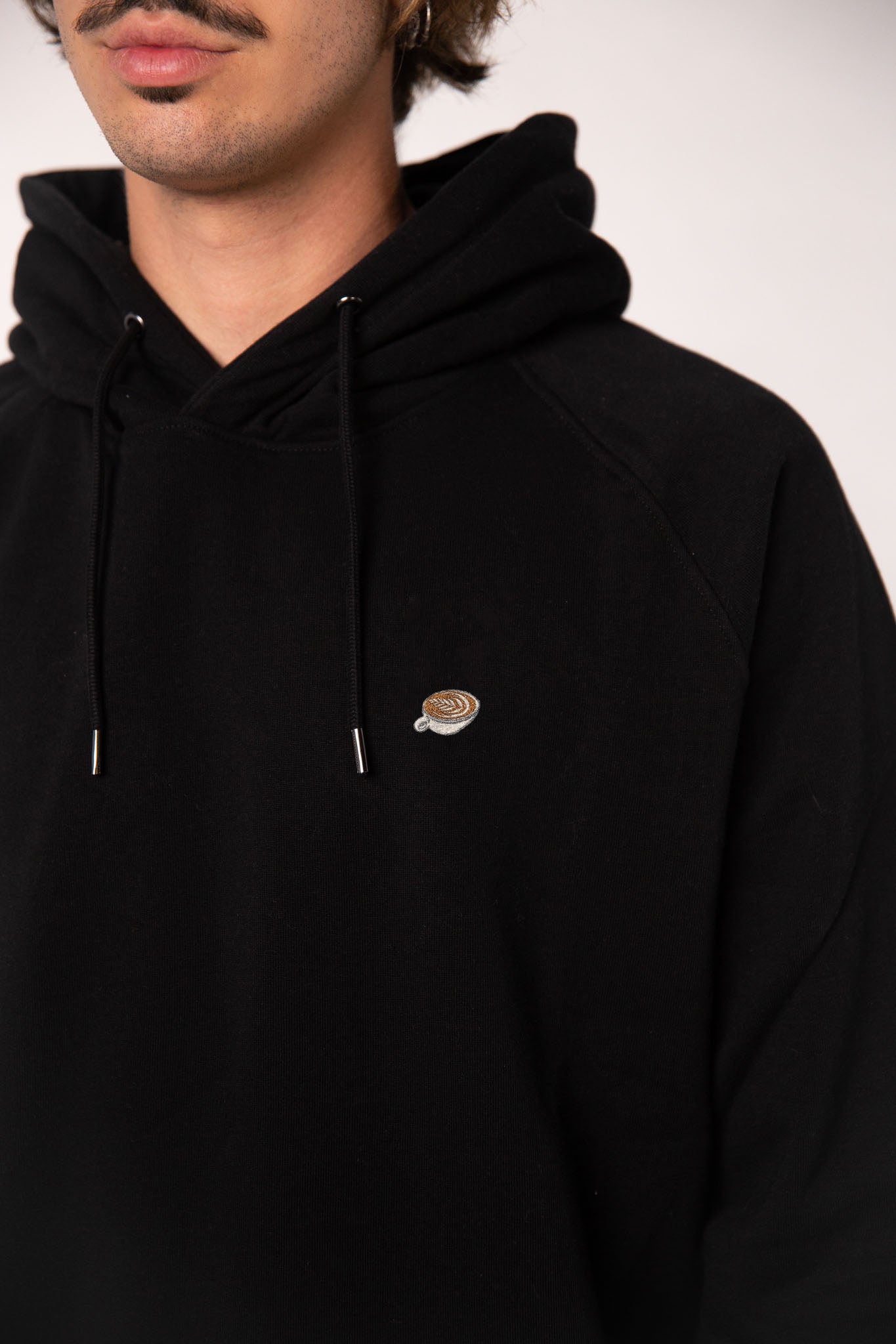 Flat White | Bestickter Organic Bio Baumwoll Männer Hoodie