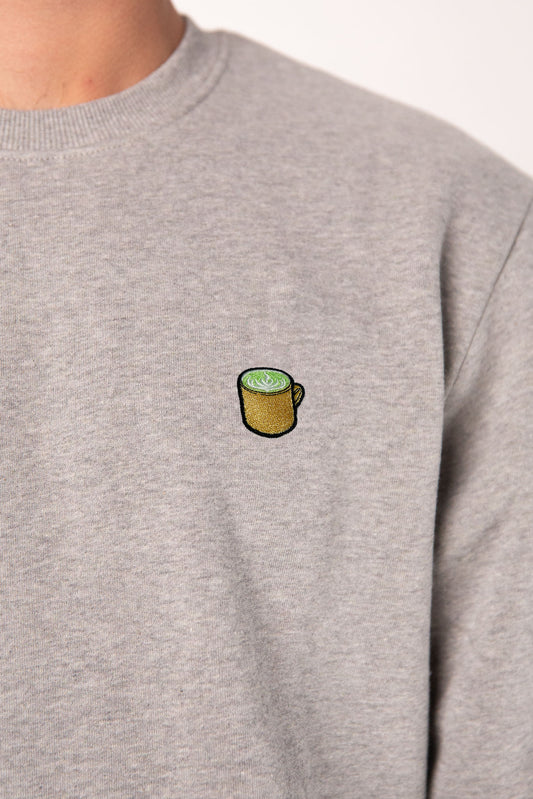 Matcha Latte | Bestickter Bio-Baumwoll Männer Pullover